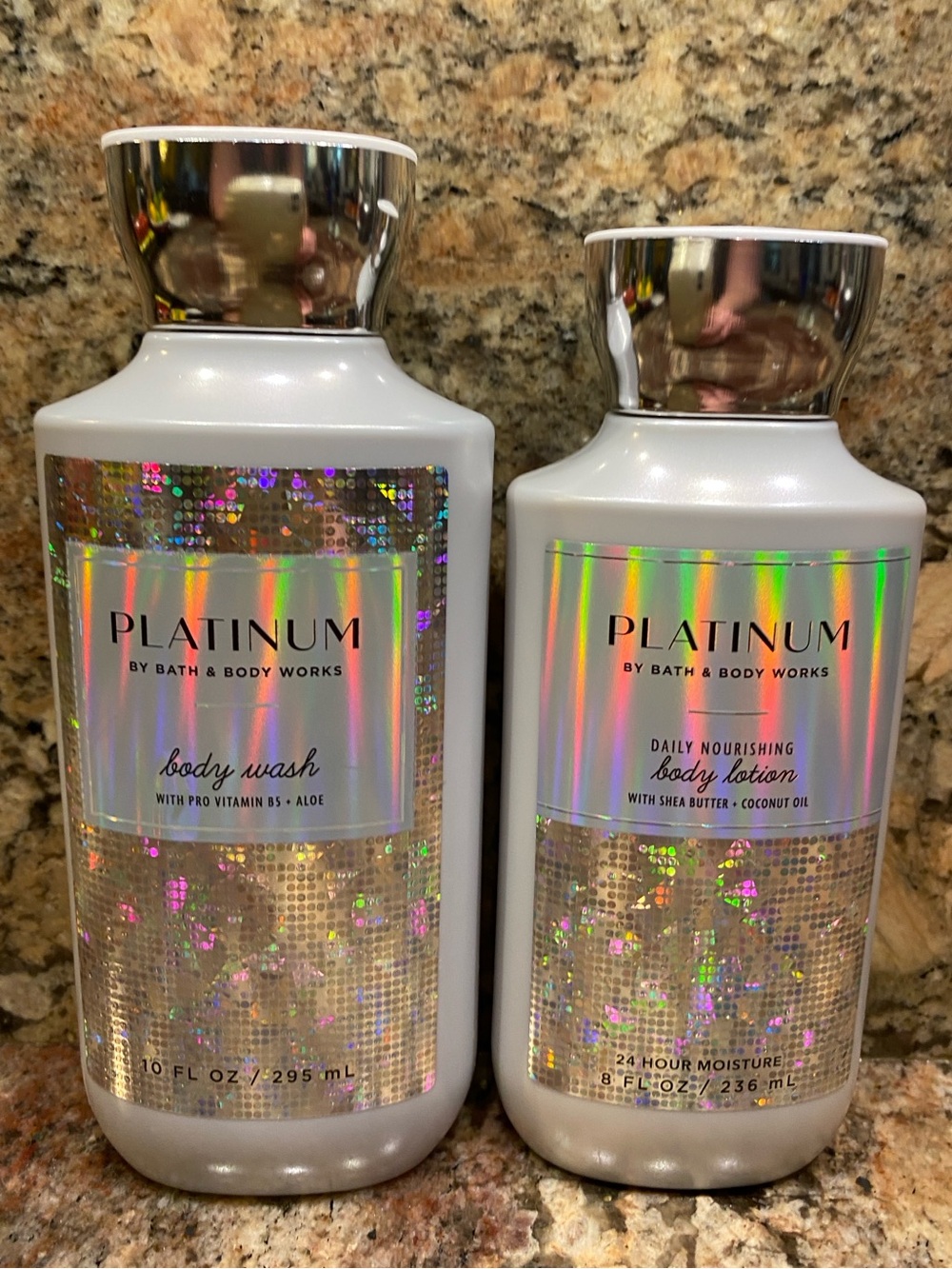 2-pc Set “PLATINUM” Body Wash + Body Lotion Bath & Body Works, NWT on back
